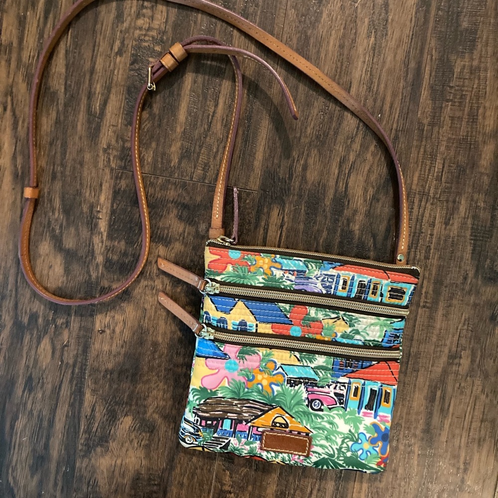 DOONEY & BOURKE North South Triple Zip Nylon Shoulder Bag Purse in Sandbar